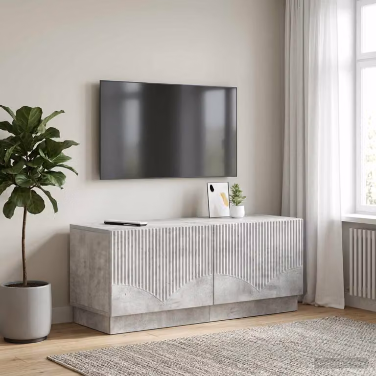 Mobile TV moderno vidaXL in legno ingegnerizzato e MDF, Grigio Cemento, L: 120 cm, P: 40 cm, H: 49 cm