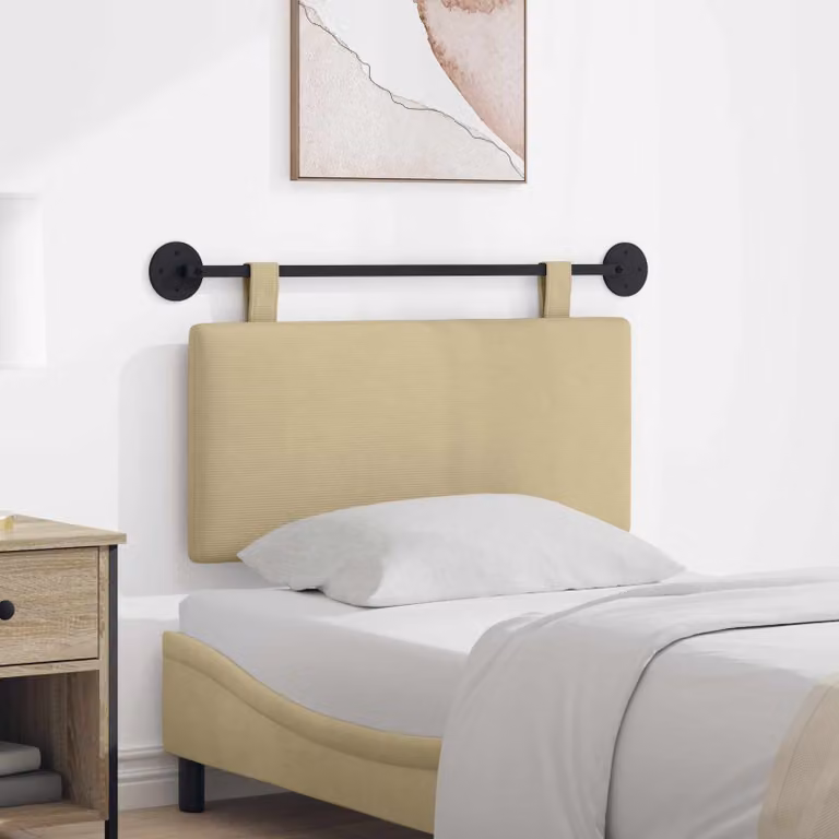 Testiera sospesa vidaXL in tessuto a righe cord beige o verde con struttura in legno e metallo