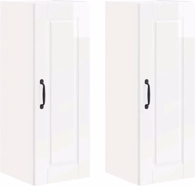 Pensile da cucina | Armadietto a muro PORTO 2 pz Bianco Lucido 30 x 31 x 80 cm