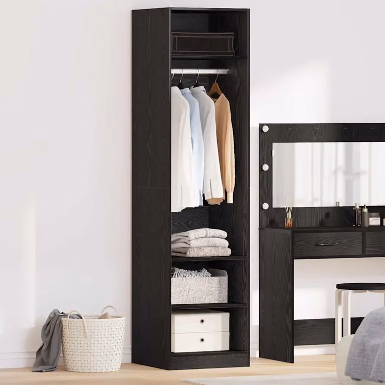 vidaXL Guardaroba in Rovere e Nero con Ripiani e Appendiabiti L/P/H: 50 x 50 x 200 cm