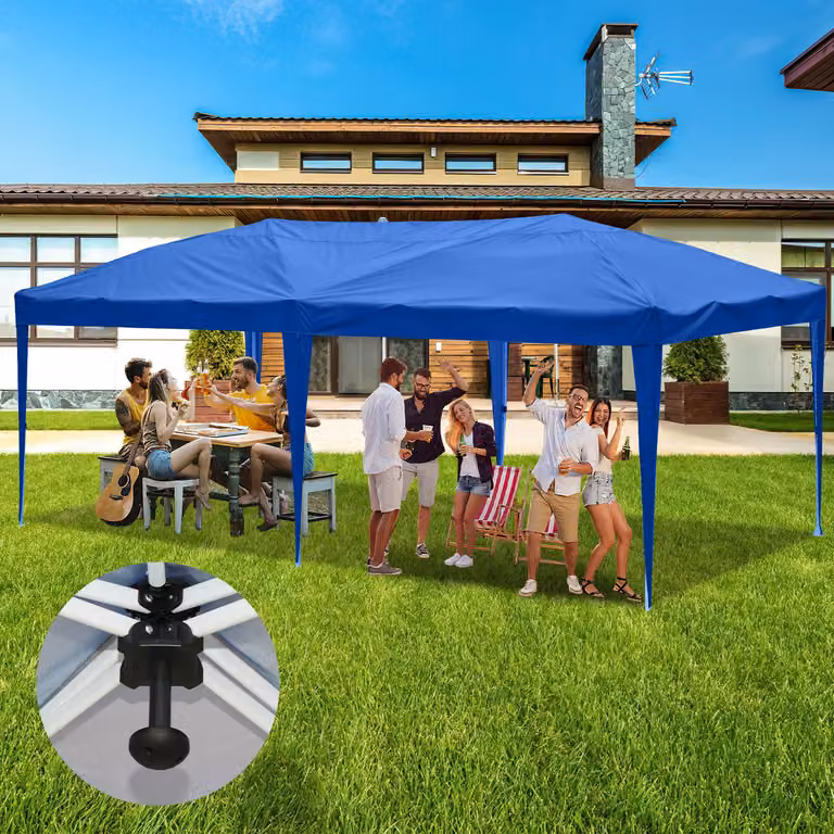 Clanmacy gazebo pieghevole gazebo e tende per feste 3x6m, tenda da giardino per terrazza giardino festa, impermeabile senza lati blu