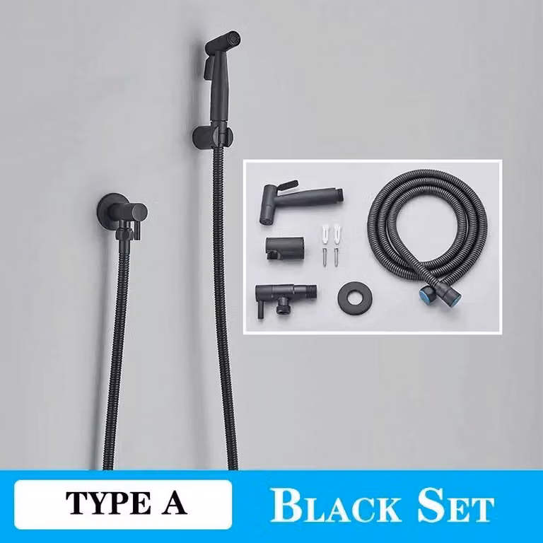Doccia per bidet da montare a parete - Sifone a mano - Solo acqua fredda - Acciaio inossidabile - Miscelatore monocomando - Nero