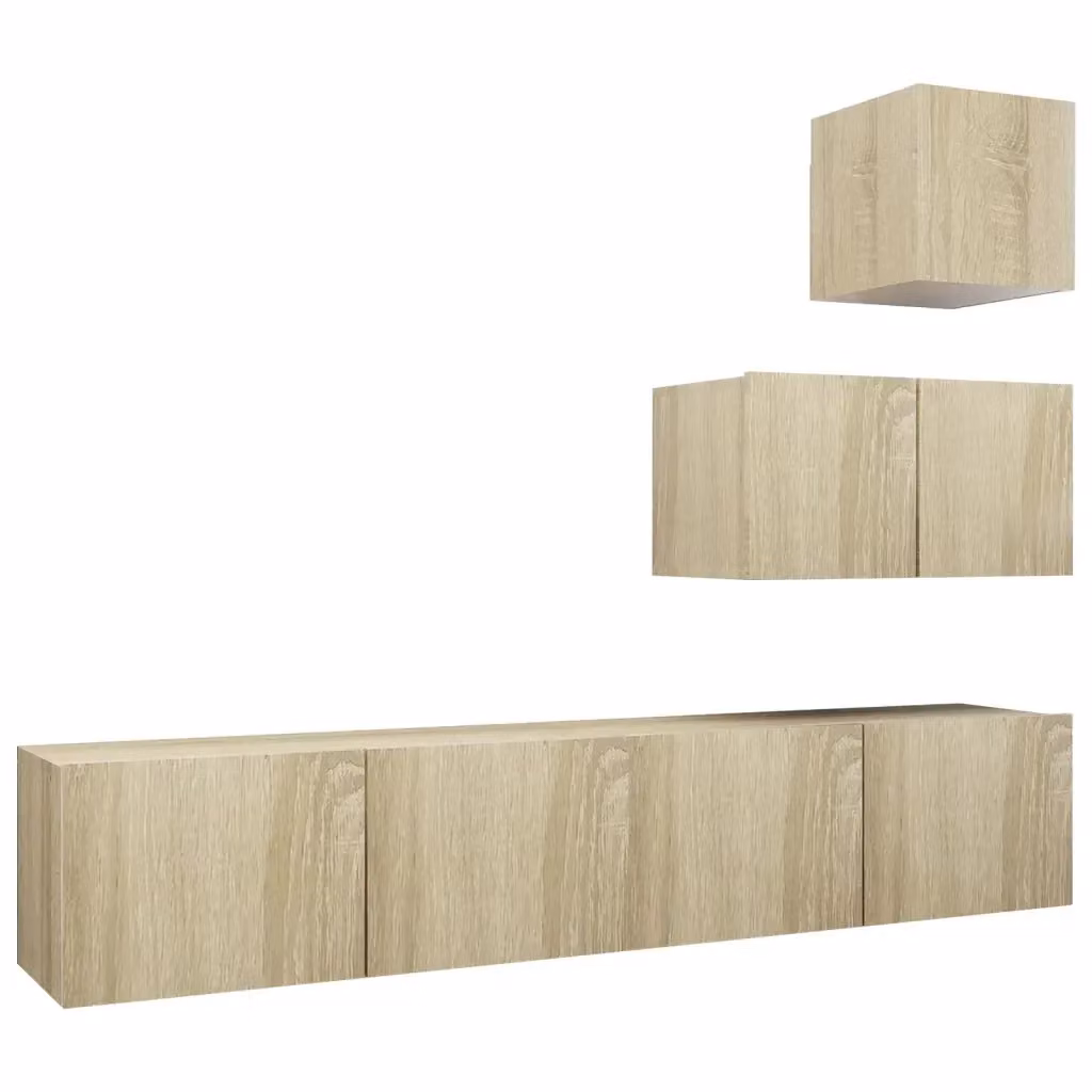 Set di mobili porta TV moderno vidaXL in legno multistrato, colore marrone e beige – 2