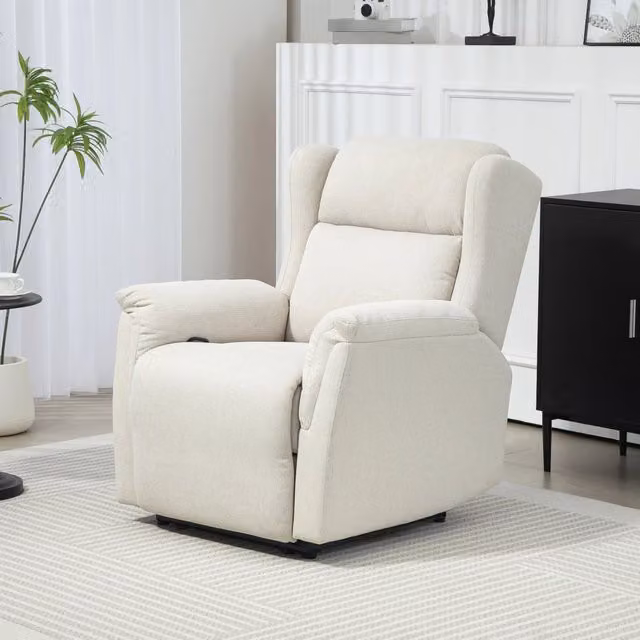 Poltrona relax 94x80x101 cm reclinabile fino a 160° in lino beige