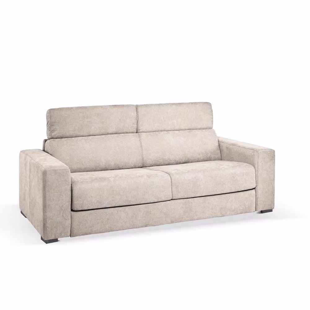 Divano letto 3 posti Crien TEZETA in tessuto beige con struttura in legno e funzione letto estraibile – 2