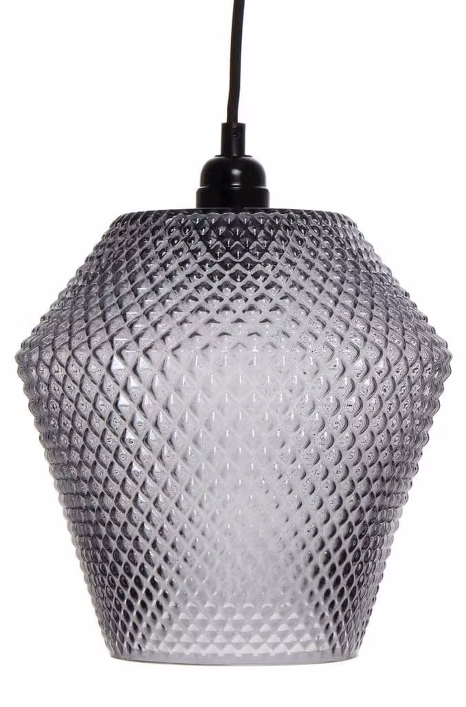 Lampada a sospensione Nomi in vetro grigio fumé