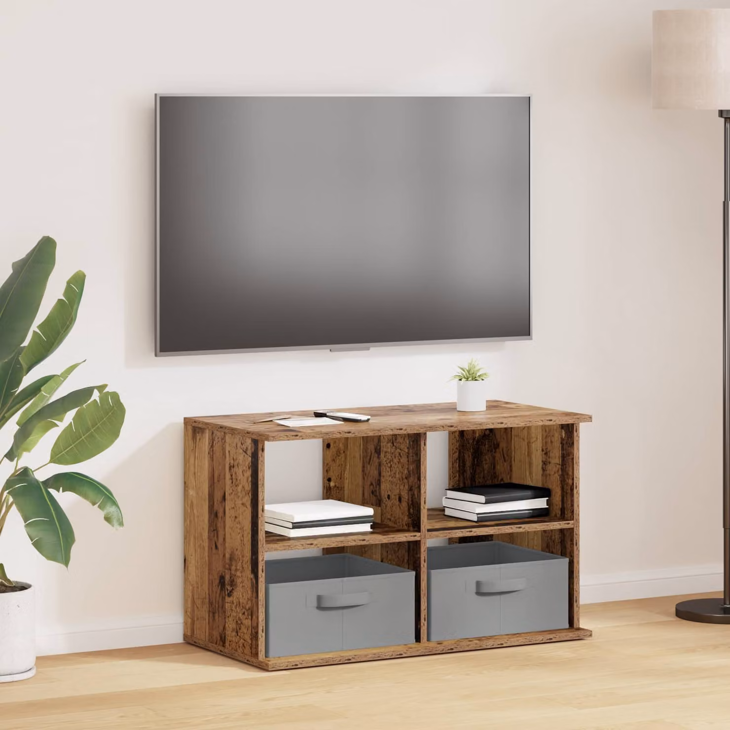 Supporto TV moderno vidaXL con cassetto in legno marrone L: 79 cm, P: 40 cm, H: 48 cm