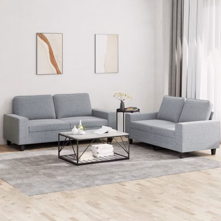 Maison Exclusive - Set divano a 2 posti in tessuto grigio chiaro