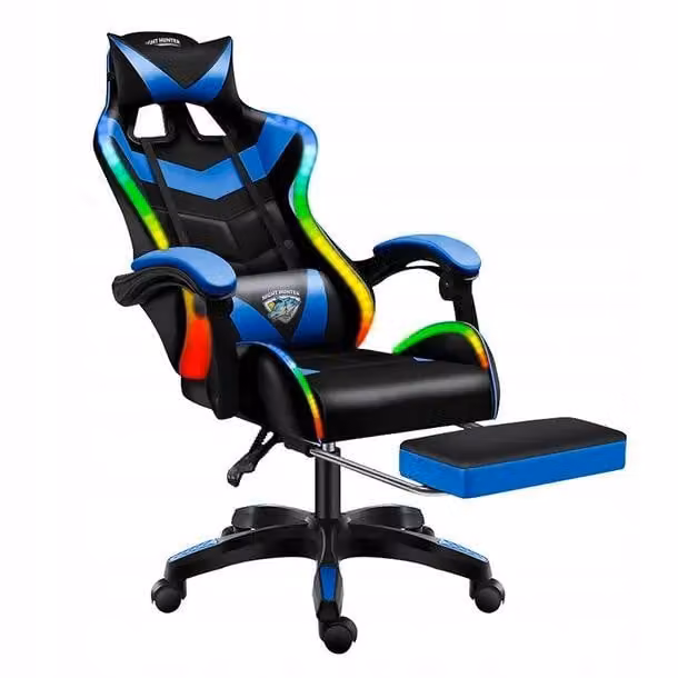 Sedia da ufficio Sedia da computer Sedia da scrivania Sedia da gioco ergonomica Massaggio LED Blu