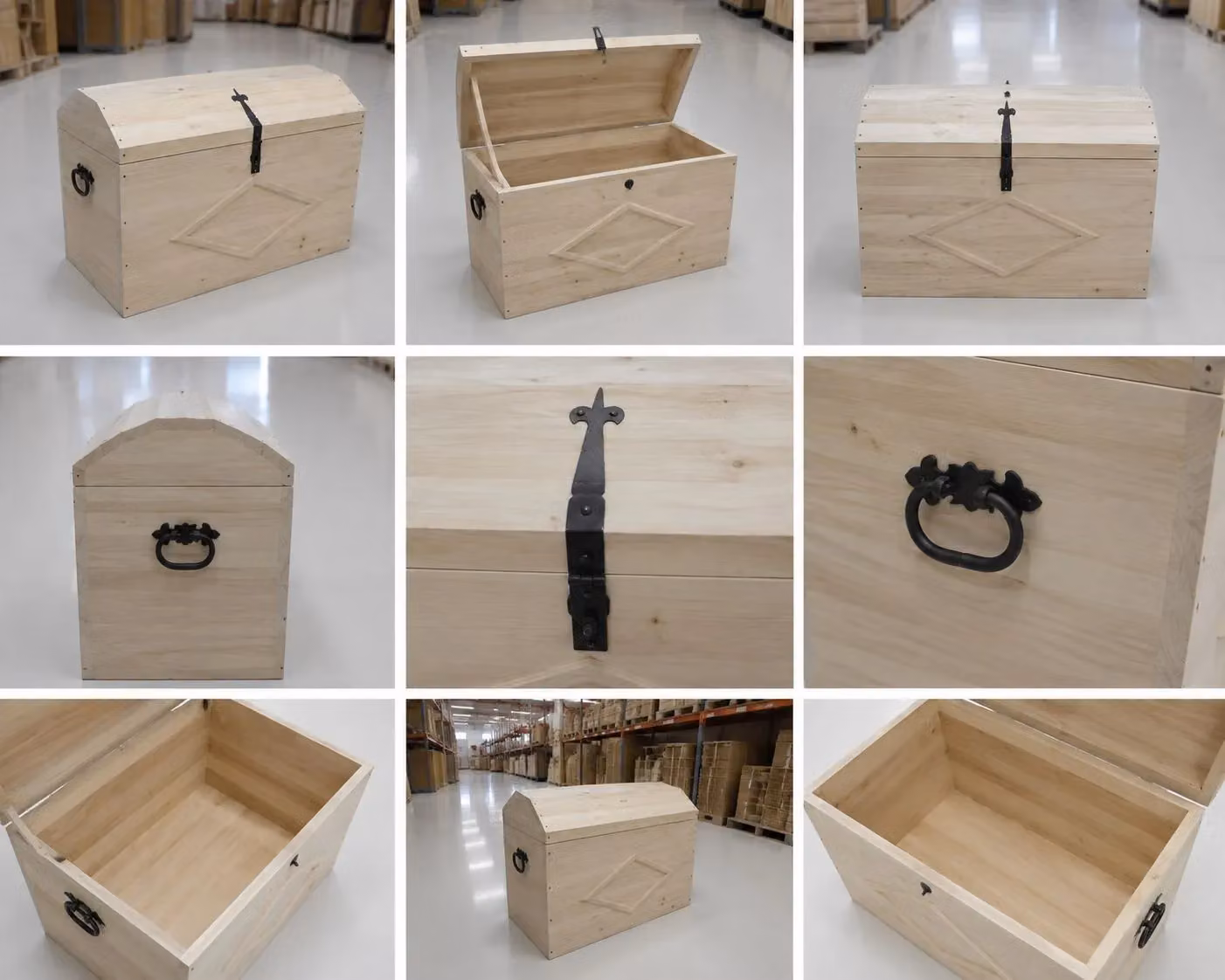 Cassapanca baule in legno grezzo Mobili 2G L: 94 cm, P: 47 cm, H: 60 cm – 1