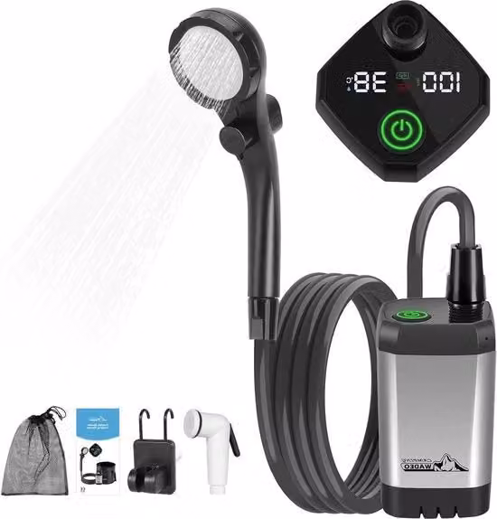 Doccia portatile per campeggio con batteria con pompa - Batteria ricaricabile 4500 mAh - Doccia mobili per viaggi in campeggio - Pulizia auto - giardinaggio - tipo C