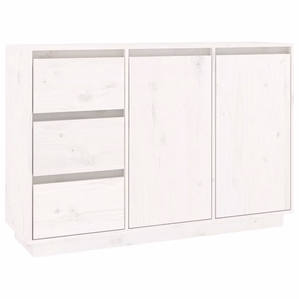 Credenza Bianca 111x34x75 cm in Legno Massello di Pino