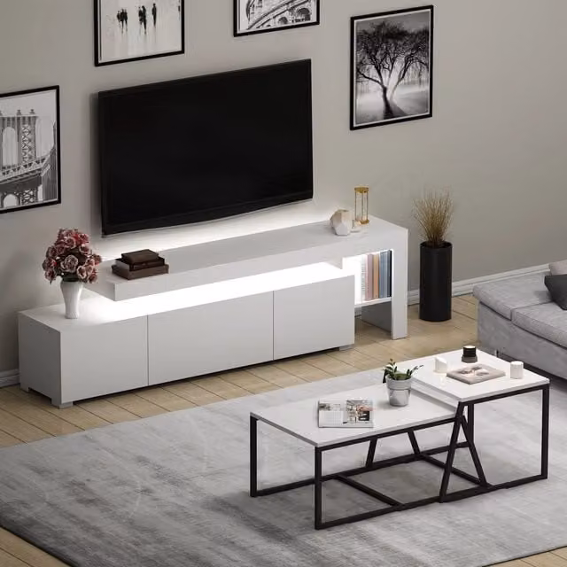 Gizzeria, set Mobili da Soggiorno Modulabile, Bianco