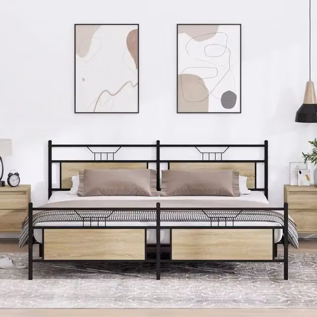Giroletto vidaXL in metallo e MDF color rovere sonoma, dimensioni 200x200 cm