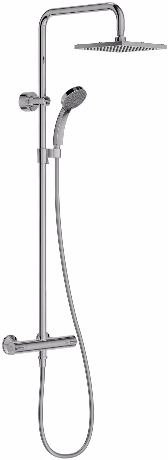 Colonna doccia termostatica, soffione da 20 cm, doccetta manuale da 90 mm, finitura cromata