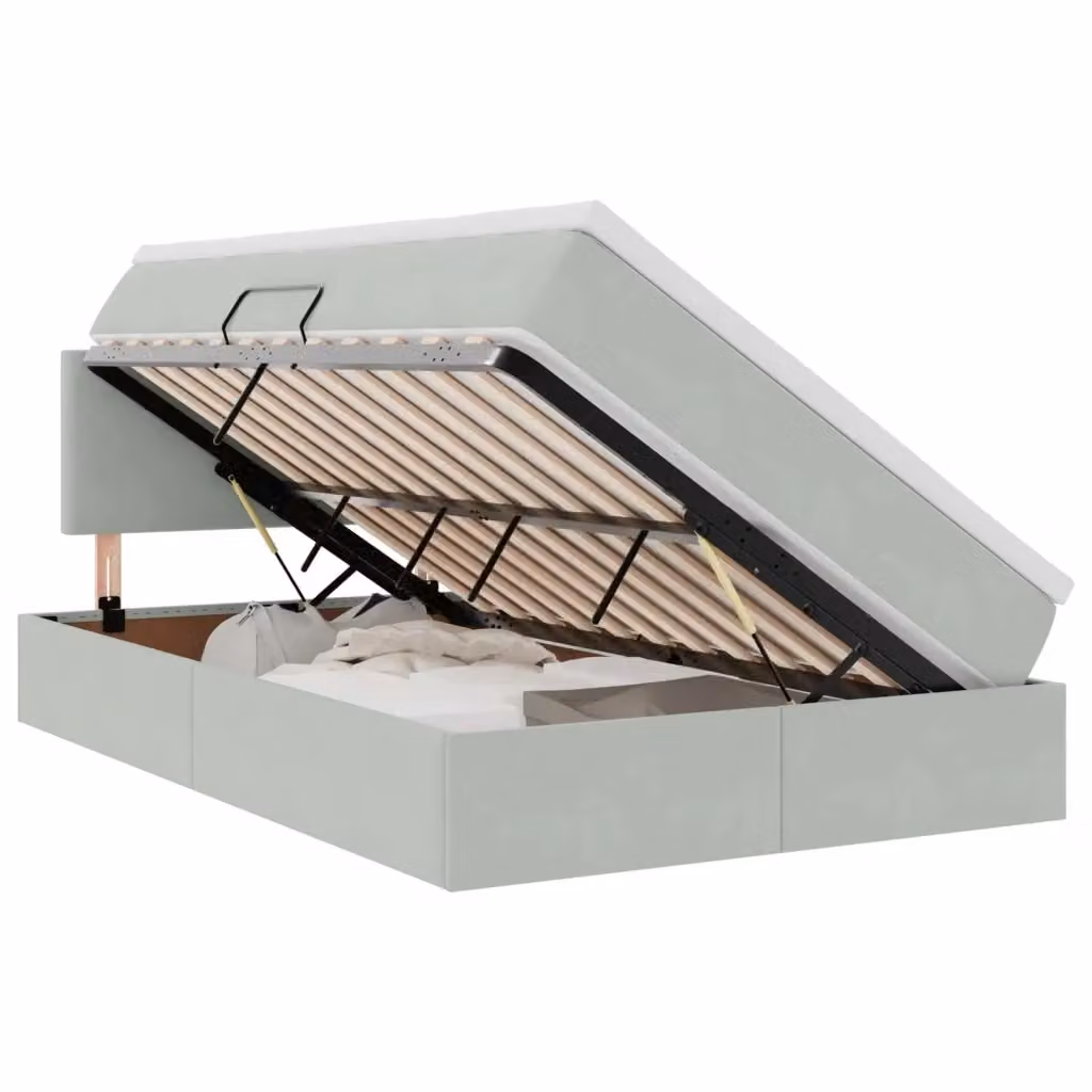 Letto con Contenitore Moderno vidaXL in Velluto Grigio e Bianco L/P/H: 200 x 120 x 88 cm – 2