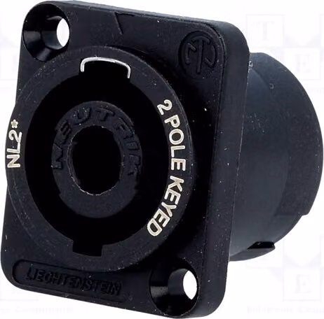 1 connettore a 30A per altoparlanti, connettore a pin: 2 maschio, 250V, modello NL2MP, per collegamenti di altoparlanti