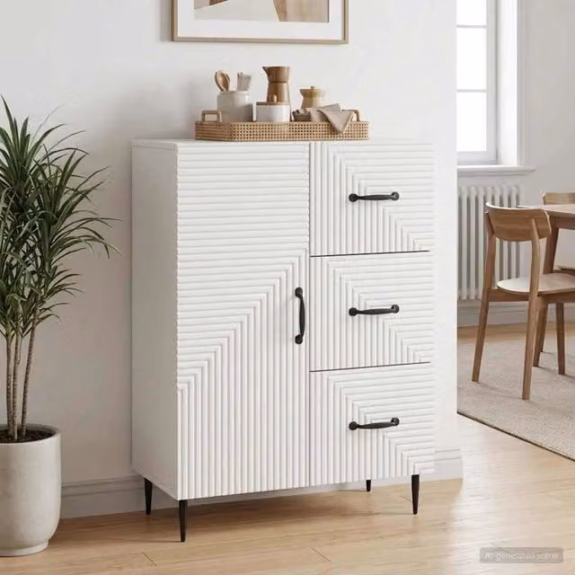Credenza moderna vidaXL in legno MDF e metallo bianca L 66 cm, P 34,5 cm, H 89,5 cm