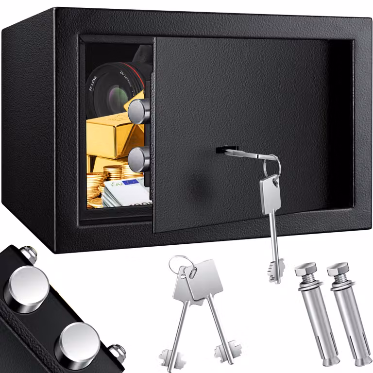 KESSER® Cassaforte da parete per mobili, dimensioni 30x20x20 cm, con serratura a due chiavi, inclusi 2 chiavi e viti di montaggio