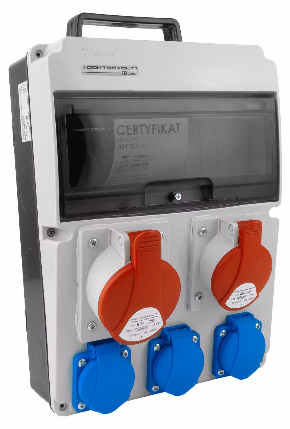 Quadro Elettrico Da Cantiere Erbetka Cee 16 A 32 A 2×230 V Con Maniglia A Spina