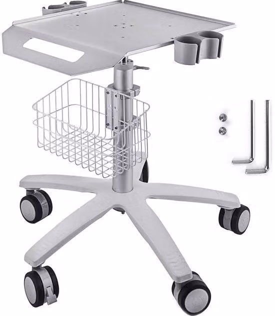 Carrello medico, "26,77-42,91", regolabile in altezza, carrello metallico per parrucchieri, carrello mobile da laboratorio per cliniche, centri estetici e saloni