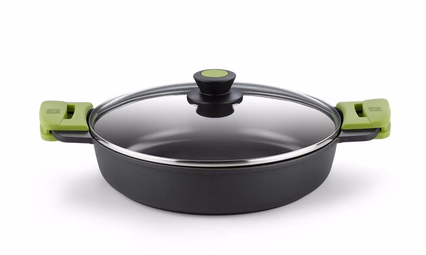 Casseruola bassa in alluminio antiaderente per induzione con coperchio in vetro Prior,, diam. 24cm