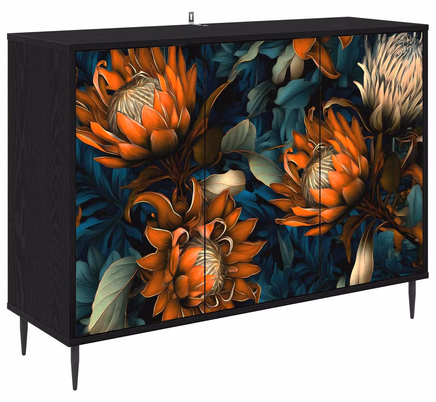 Mobile contenitore LOCHEM, finitura effetto legno nero, dimensioni 102 x 33 x 76 cm