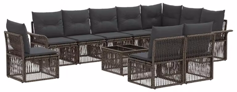 Set Divano da Giardino 11 pcs Grigio polyrattan