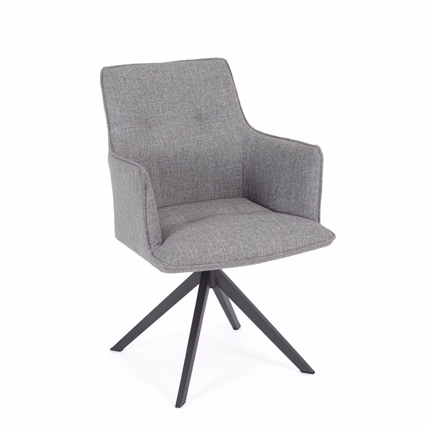 Set di 4 sedie girevoli GOUVEIA in alluminio antracite e tessuto grigio, con braccioli