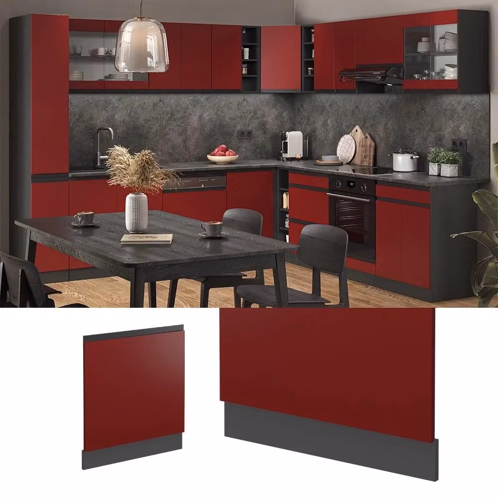 Pannello frontale R-Line J-Shape Vicco colore Rosso/Antracite con finitura Rovere, Larghezza: 60 cm – 2