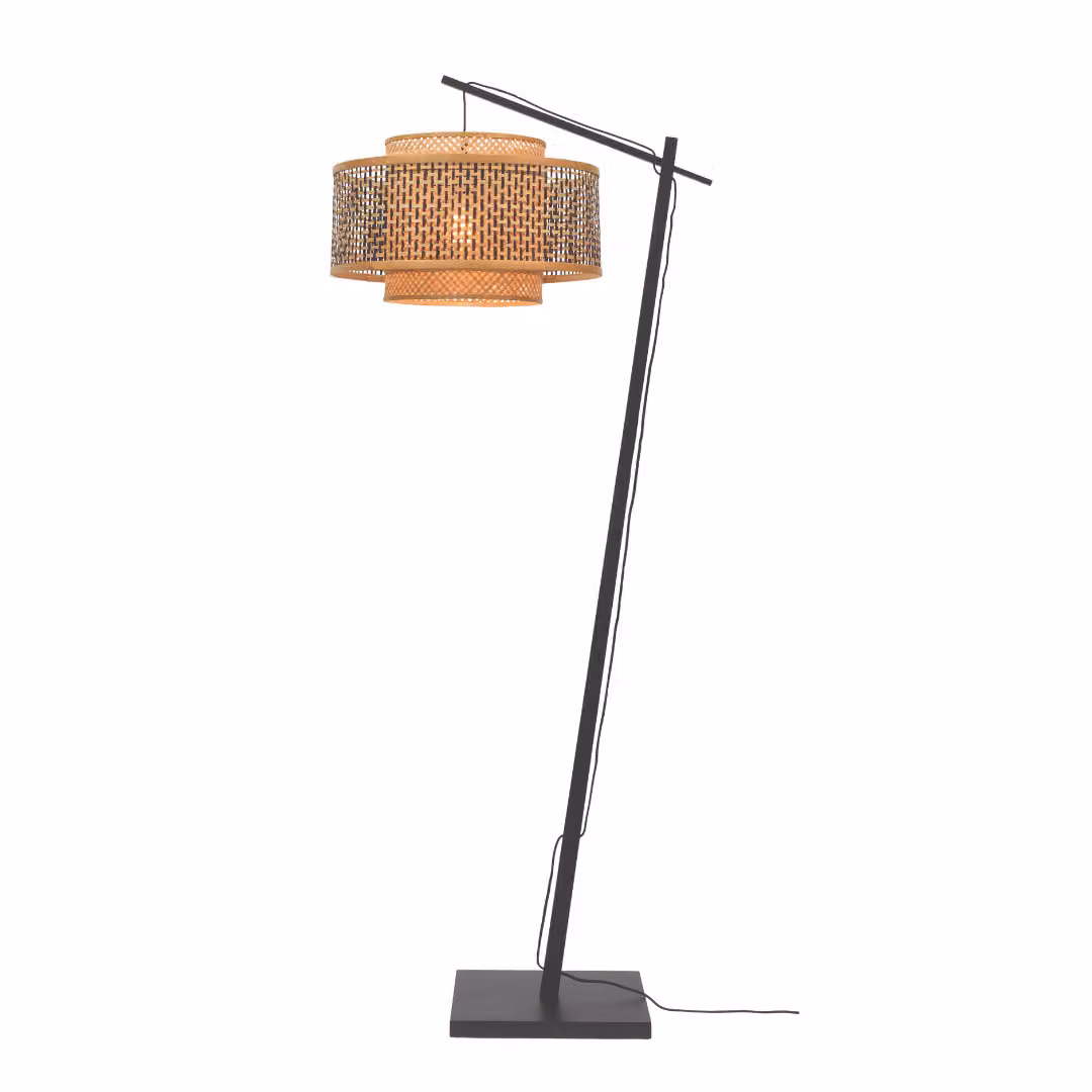 GOOD&MOJO - Lampada da terra Bhutan - Bambù Nero/Naturale - 75x30x176cm per soggiorno, camera da letto