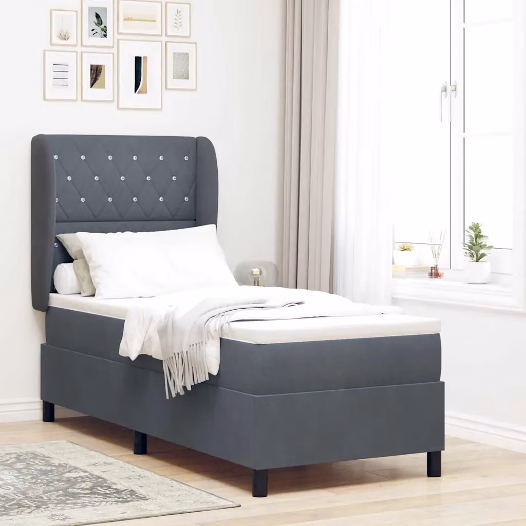 Letto ibrido con cuscino vidaXL in velluto grigio, L/P/H: 200 x 80 x 128 cm
