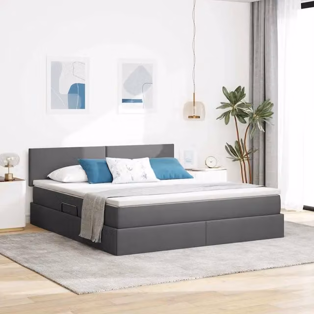 Letto con contenitore e illuminazione LED vidaXL, Grigio, L/P/H: 160 x 200 x 204 cm – 1