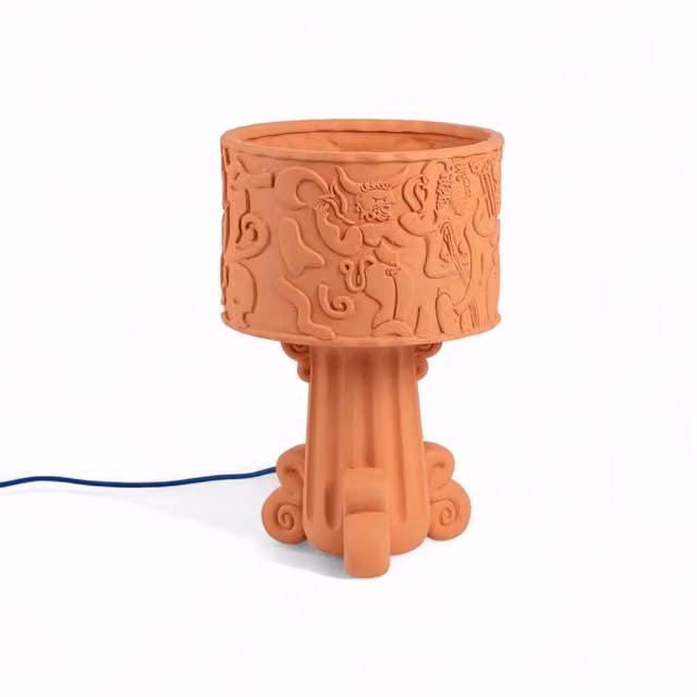 Lampada da tavolo da esterno Seletti Magna Graecia DEA in ceramica marrone con luce LED bianco caldo