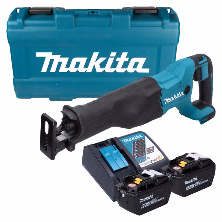 Makita DJR 186 ZK Sega alternativa a batteria 18 V + 2 batterie da 9,0 Ah + caricabatterie + valigetta