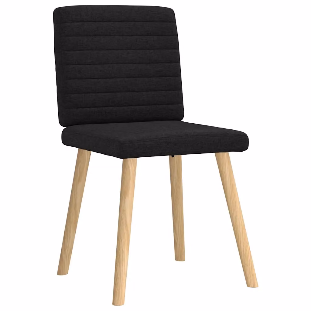 Set di 4 sedie da pranzo vidaXL in tessuto nero con struttura in legno e metallo per soggiorno e cucina – 2