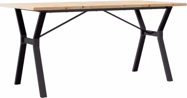Tavolo da pranzo e da cucina rettangolare in legno di pino e acciaio con telaio a X, colore marrone, L: 160 cm, P: 80 cm, H: 75,5 cm