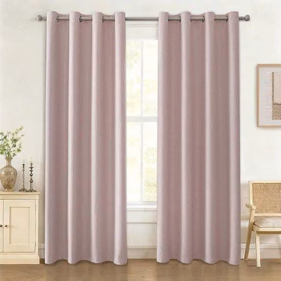 Tende oscuranti isolanti, 140 x 280 cm - Design in lino - Buona capacità di isolamento acustico - 2 pezzi - Rosa - Aspetto in lino