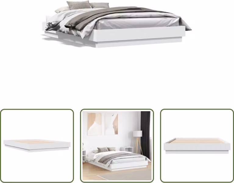 The Living Store Struttura letto bianca 140x200 cm in materiale ligneo