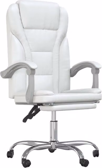 Poltrona da ufficio executive bianca in similpelle con poggiatesta e rotelle girevoli 360 gradi DESIGN IN L/P/H: 63.0 x 56.0 x 122.0 cm