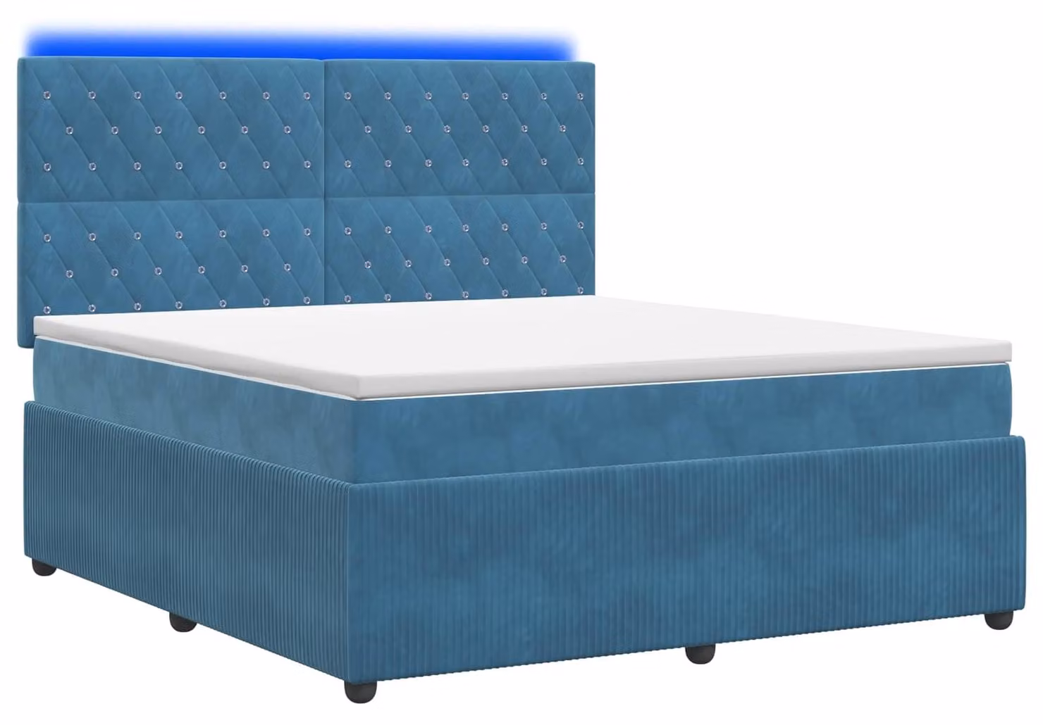 Letto a molle LED con materasso blu 140 x 200 cm in velluto