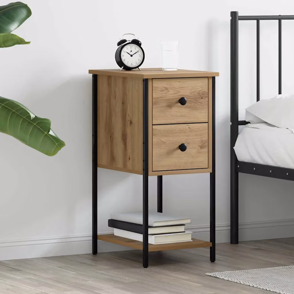 Armadio da notte moderno vidaXL in legno e metallo color marrone L: 32 cm, P: 42 cm, H: 70 cm