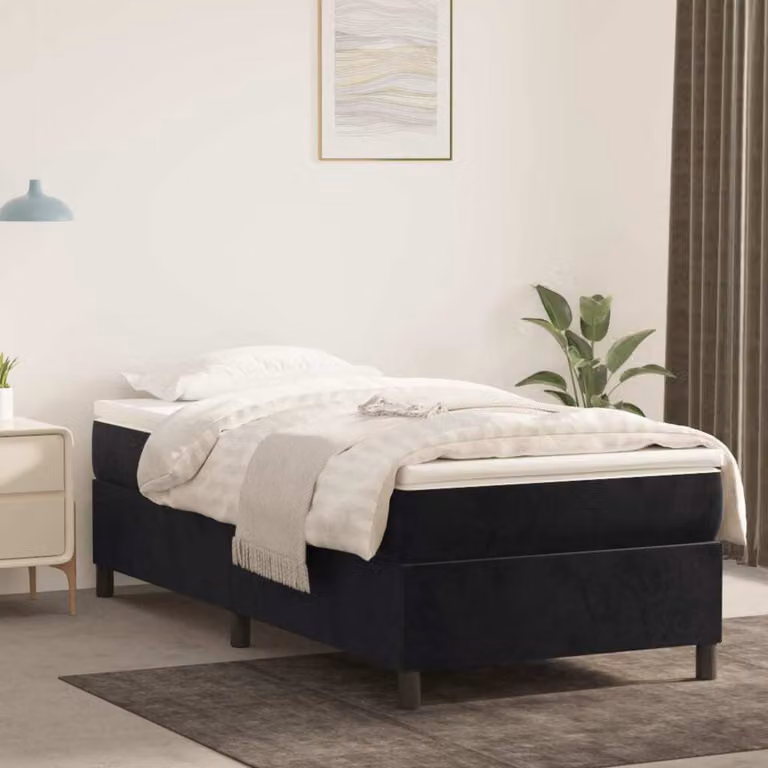 Maison Exclusive - Giroletto a Molle con Materasso Nero 80x200 cm in Velluto