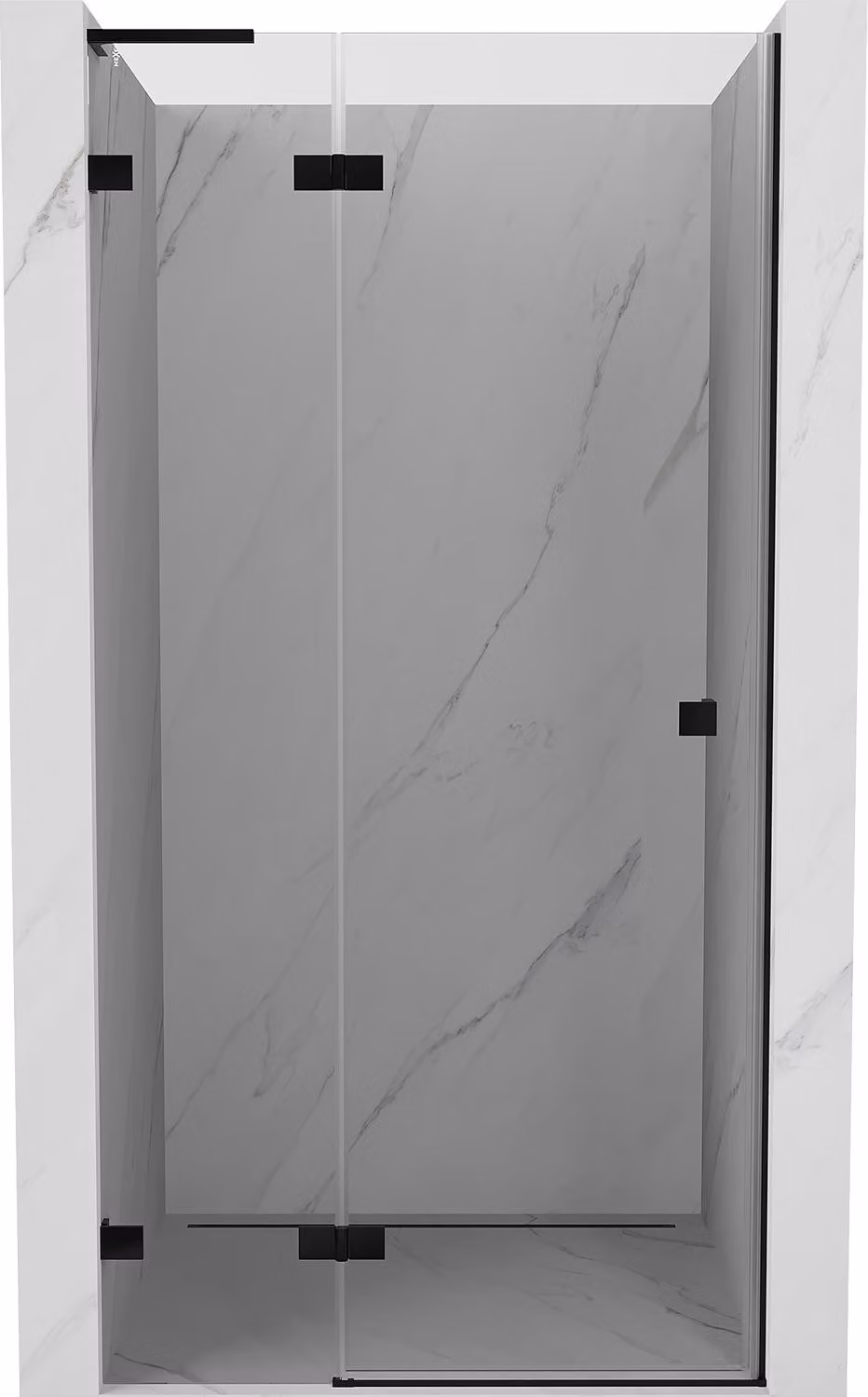 Mexen Lunar L porta doccia a battente sinistra 115 cm, trasparente, nero - 834L-115-000-70-00-L