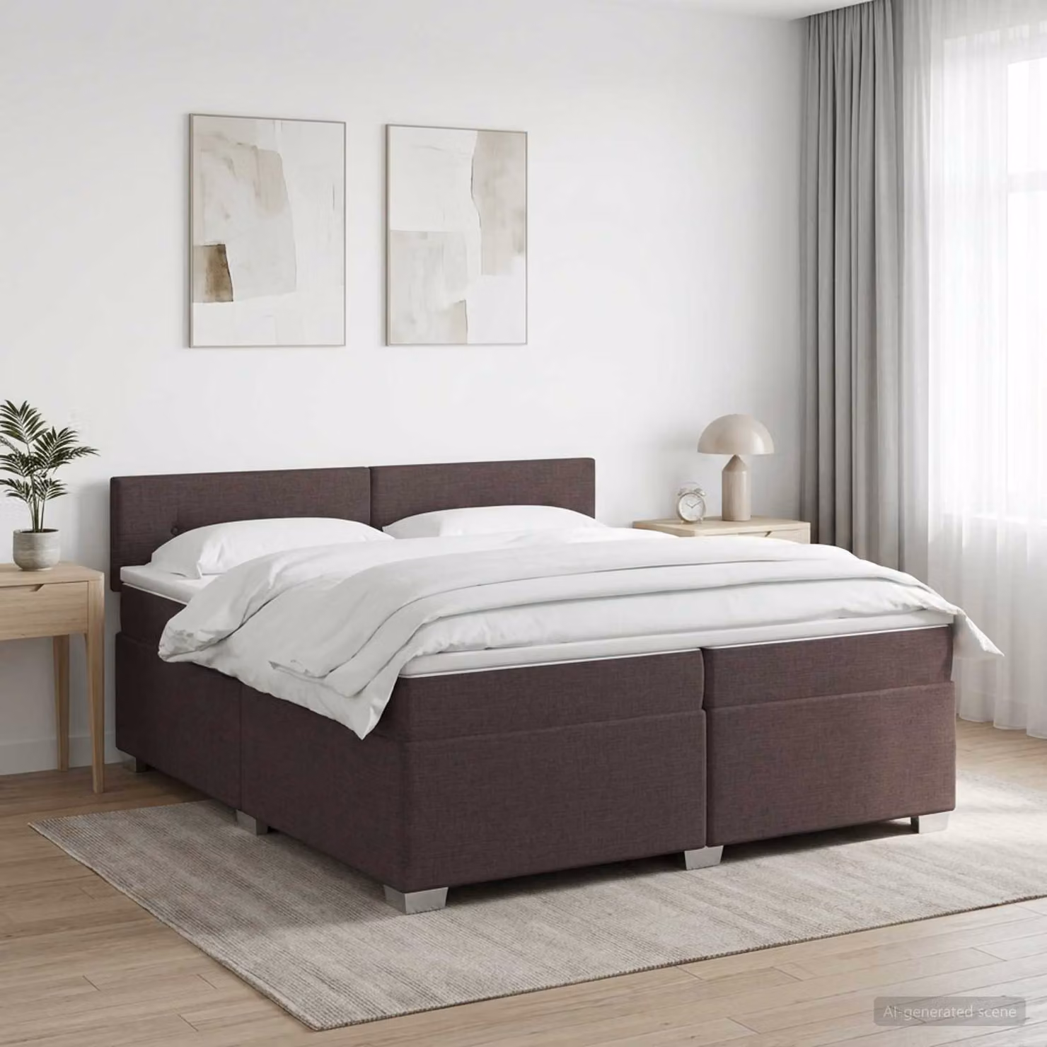 Letto box spring con materasso ibrido vidaXL in marrone e bianco L/P: 200 x 200 cm