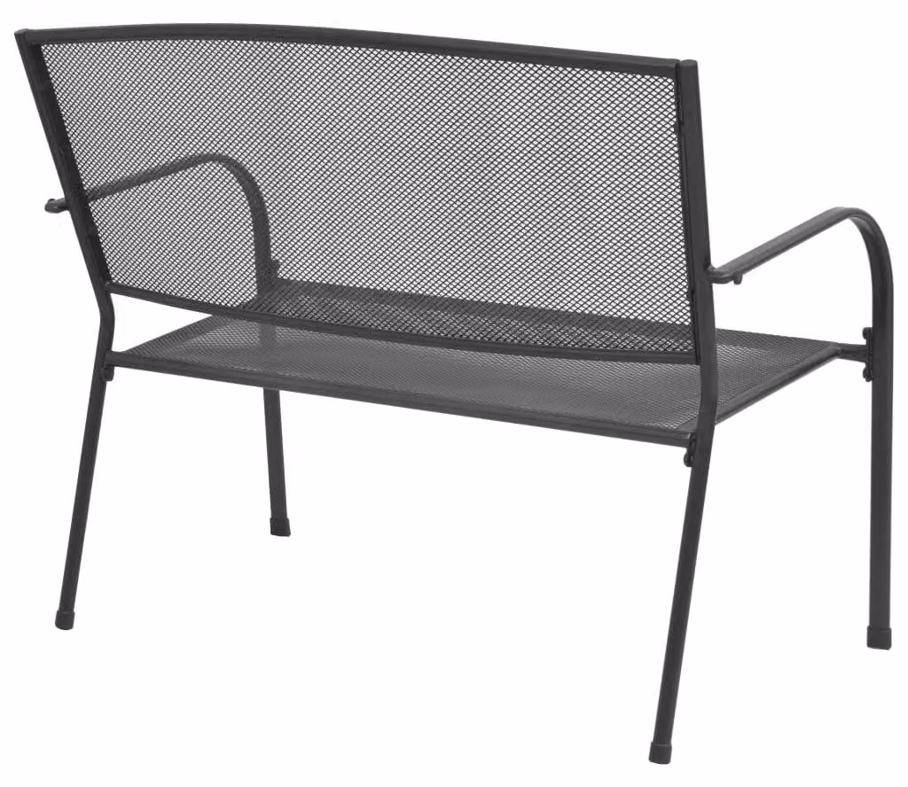Panca da giardino in acciaio industriale, colore antracite, lunghezza 108 cm