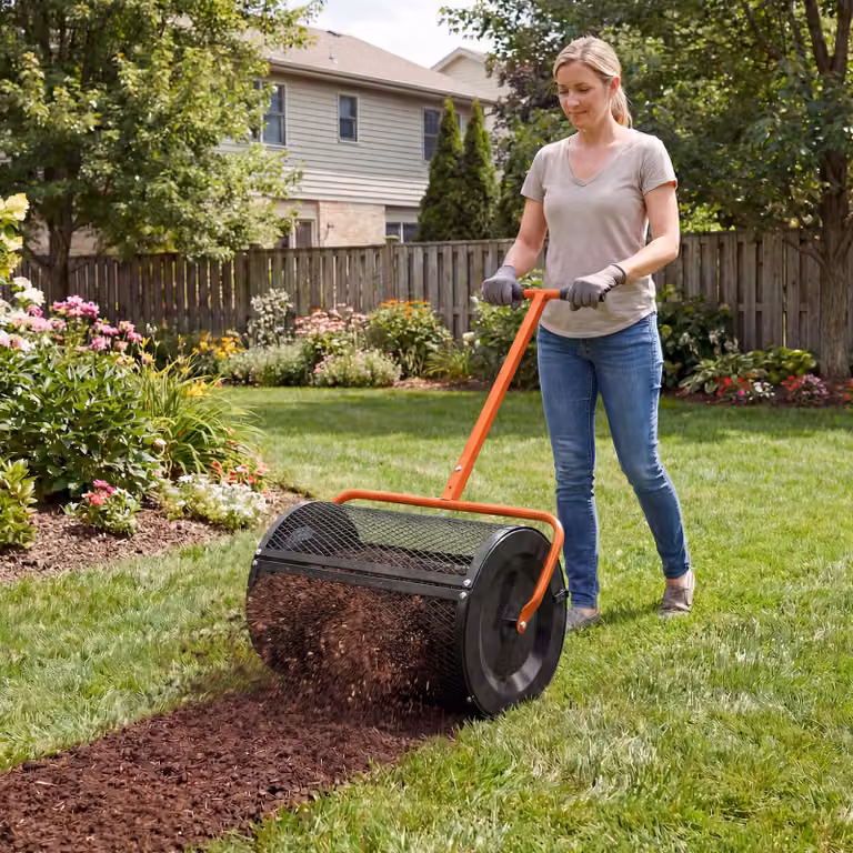 Spargitore di compost e letame manuale Costway con manico a T per semina e giardino, Arancione