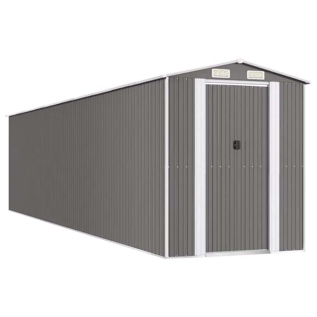 Capanno da Giardino Videx in Acciaio Zincato Grigio con Tetto a Capanna e Porte Scorrevoli L: 192 cm, P: 855 cm, H: 223 cm – 2