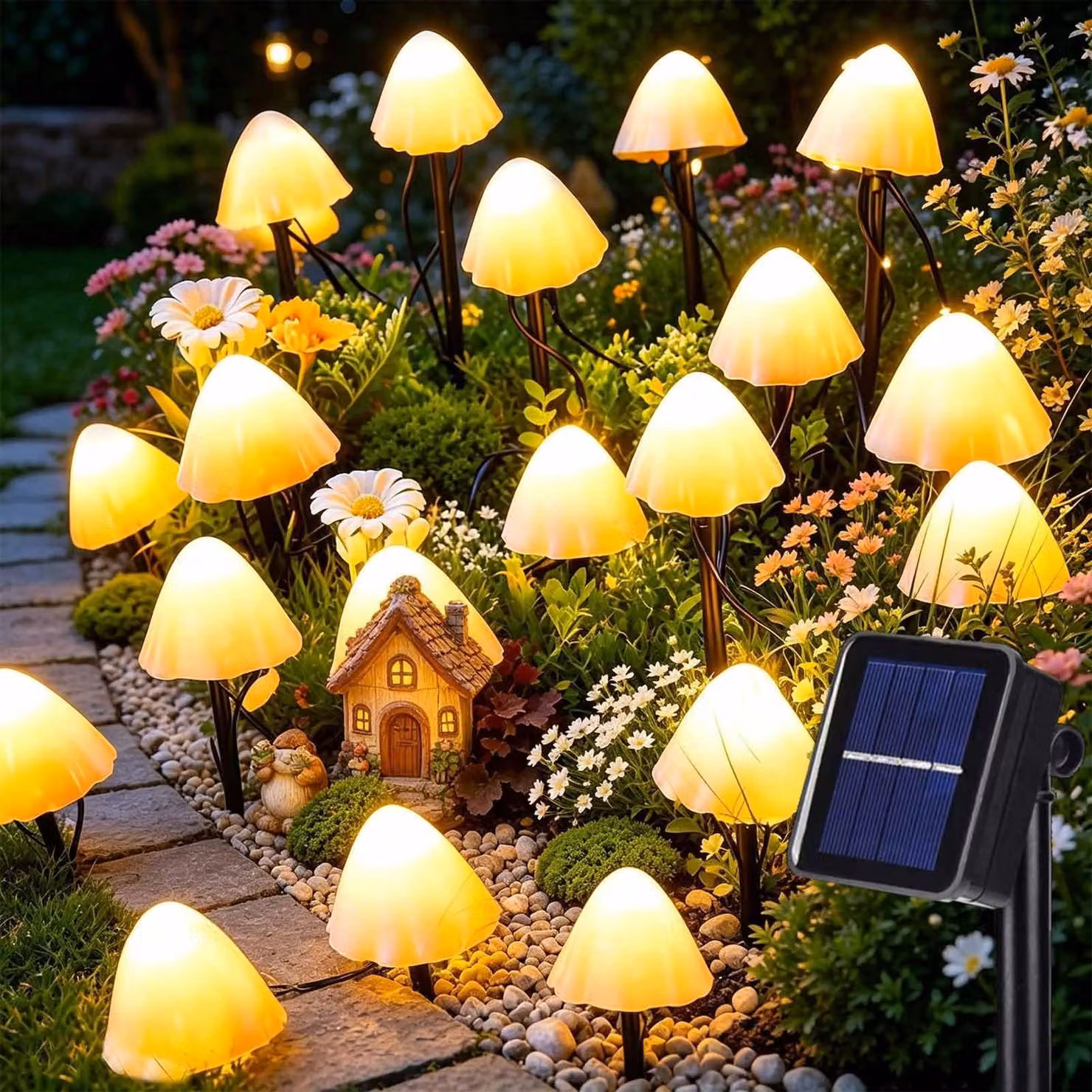 Luci solari decorative, 20 LED, 5 metri, 2 modalità, luce bianco caldo, grado di protezione IP65