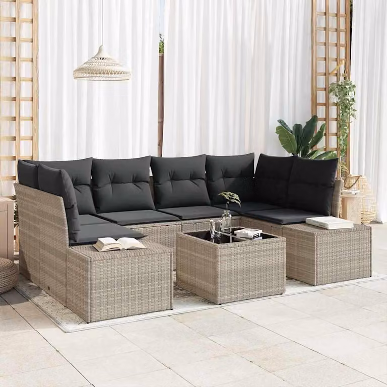 Maison Exclusive - Set Divano da Giardino 8 pcs Grigio chiaro e grigio scuro